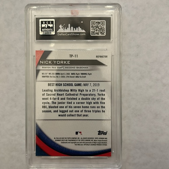 Nick Yorke Rookie Baseball Card - Picture 2 of 3